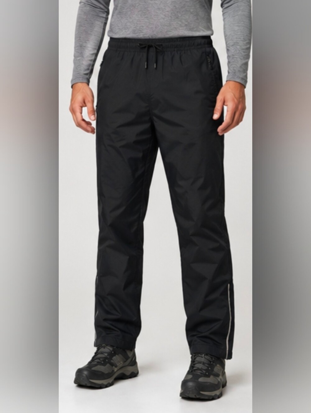 33,000ft Men’s Waterproof Rain Pants Black 36x34L Hiking Outdoor Zip Pockets
